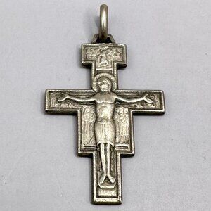 San Damiano Crucifix Pendant Assisi Italy 925 Sterling Silver Franciscan Cross